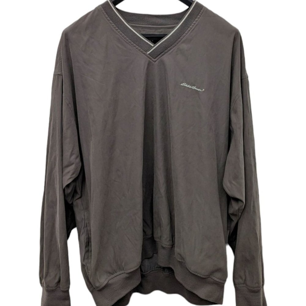 Eddie Bauer Golf Mens V-Neck Taupe Brown Pullover Jacket Windbreaker XL